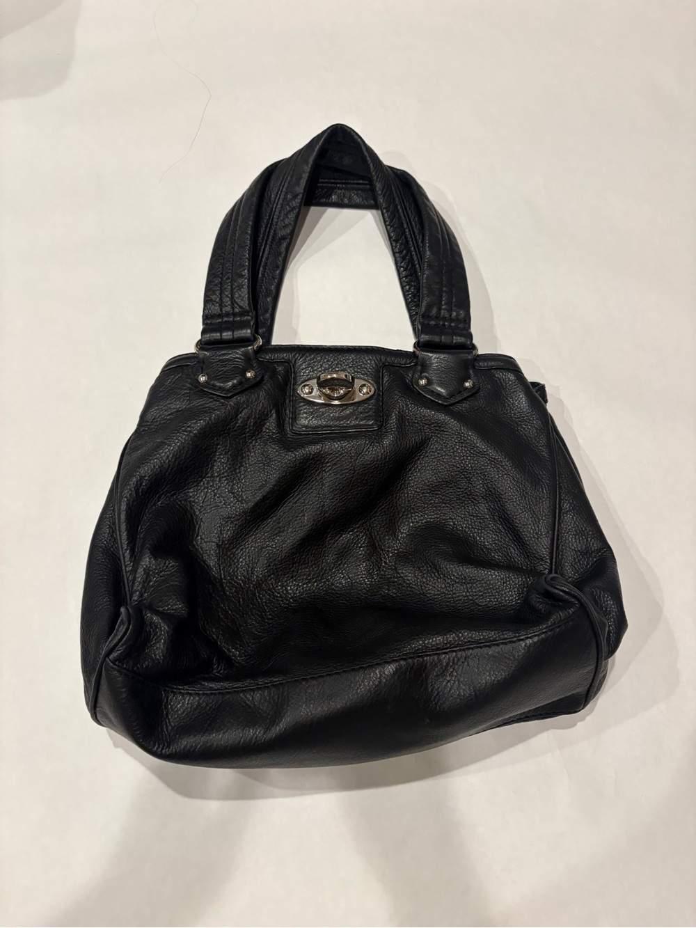 Marc By Marc Jacobs Black Leather Satchel with Turn-Lock Accent